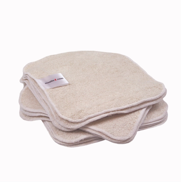 MuslinZ 12 pk - bambusvaskeklude i frotte - 20x20 cm - natur