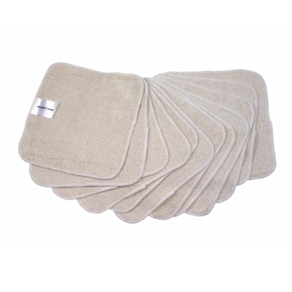 MuslinZ 12 pk - bambusvaskeklude i frotte - 20x20 cm - natur