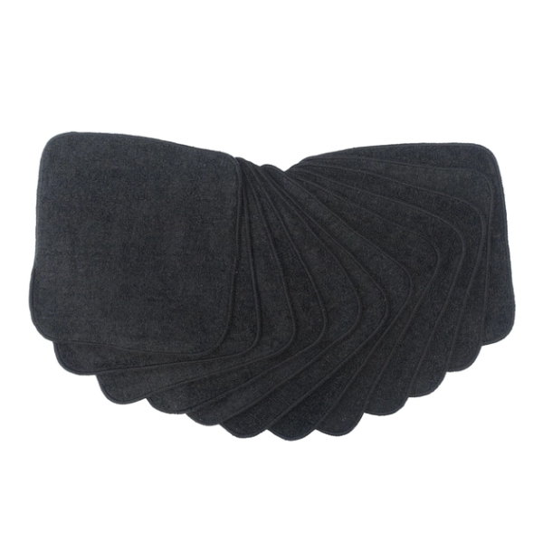 MuslinZ 12 pk - bambusvaskeklude i frotte - 20x20 cm - sort