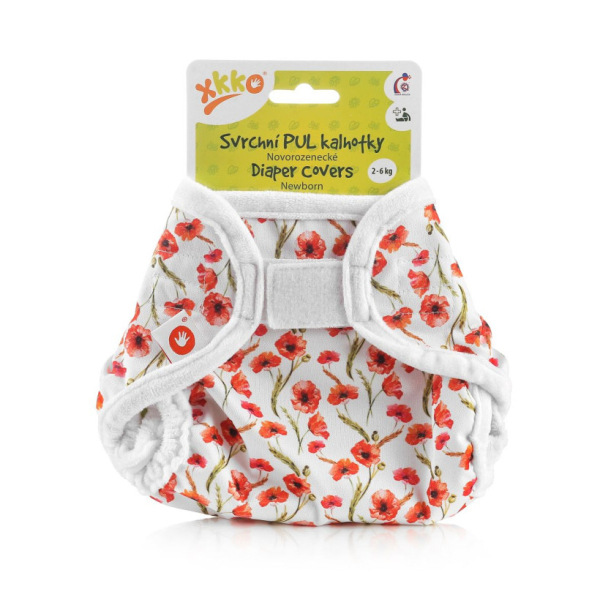 XKKO newborn cover i PUL - Red Poppies - 2-6 kg