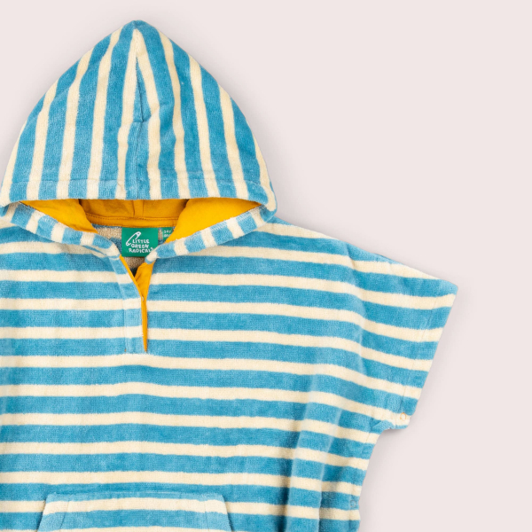 Little Green Radicals Badeponcho med Hætte – Blåstribet, Økologisk Frotté