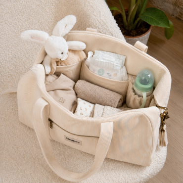 Hindbag Pusletaske 'Basile' i Økologisk Fløjl – Beige