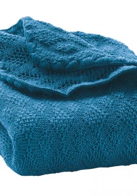✿ Disana strikket babytæppe i 100% uld - blå - Hurtig levering