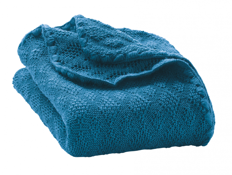 ✿ Disana strikket babytæppe i 100% uld - blå - Hurtig levering