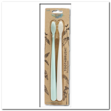The Natural Family - Tandbørste 2 stk - Hvid/Mint