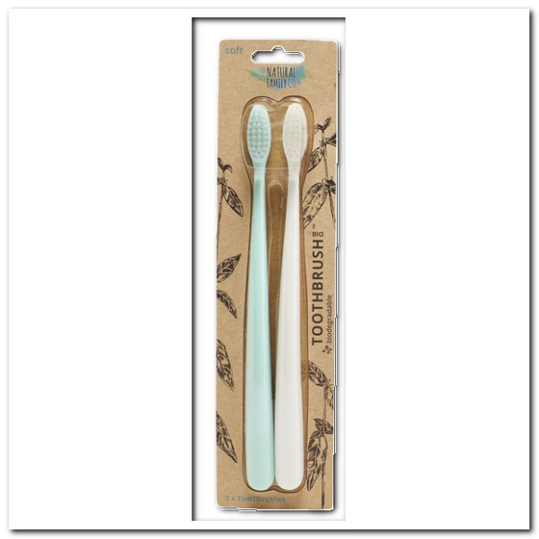 The Natural Family - Tandbørste 2 stk - Hvid/Mint