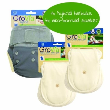 GroVia - Startpakke hybrid AI2 - Velcro/ Organic - Vælg farve/print

